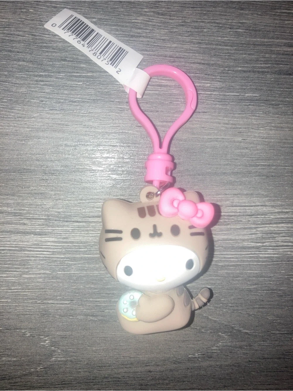 Hello Kitty and Pusheen Keychain with Pink Bow Clip